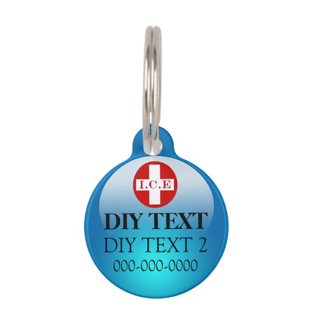 Pet medical condition DIY blue Tag (Front)