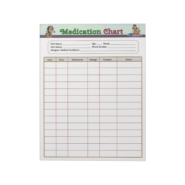 Pet Medication Notepad (Rotated)