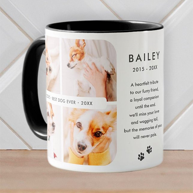 Pet Memorial Best Dog Ever Modern Photo Collage Mug (Creator Uploaded)