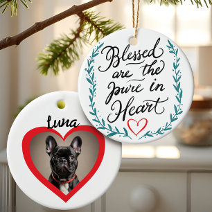 Pet Memorial Blessed Are the Pure In Heart Photo Ceramic Tree Decoration