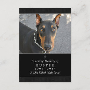 Pet Memorial Card 3.5"x5" Black Don't Grieve Poem