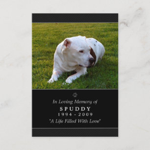 Pet Memorial Card 3.5"x5" Black Modern Photo