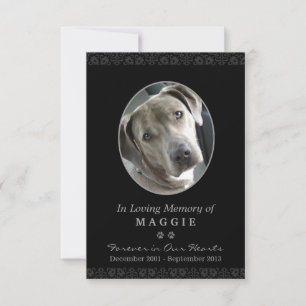 Pet Memorial Card 3.5" x 5" Black Oval Photo Frame