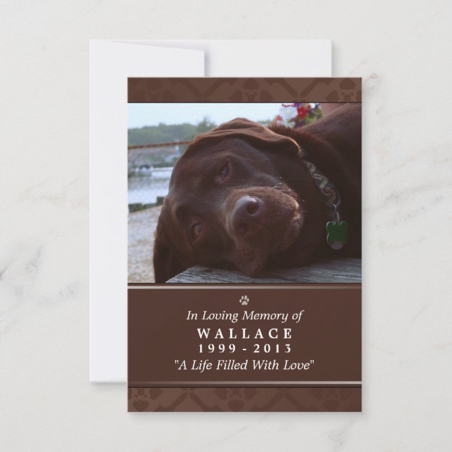 Pet Memorial Card 3.5" x 5" - Dark Brown Photo (Front)
