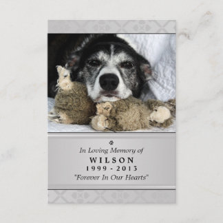 Pet Memorial Card 3.5" x 5" - Grey Modern Photo