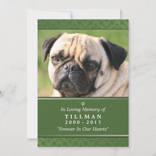 Pet Memorial Card 5"x7" Green Photo (Front)