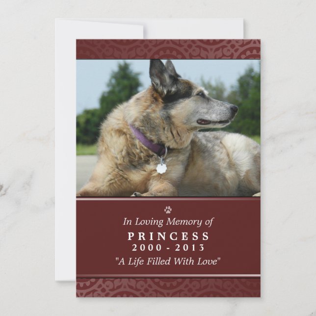 Pet Memorial Card 5"x7" Red - Prayer for Pets (Front)