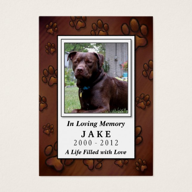 Pet Memorial Card - Chocolate Brown - Pet's Prayer (Front)