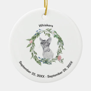 Pet Memorial Cat Dog Photo and Personalised Ceramic Tree Decoration