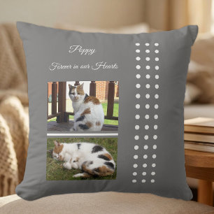 Pet memorial cat grey and white add photos cushion