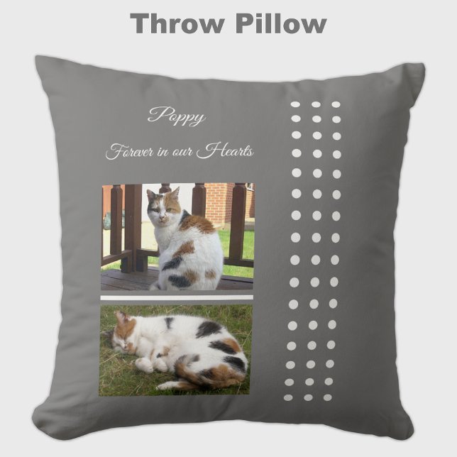 Pet memorial cat grey and white add photos cushion (Creator Uploaded)