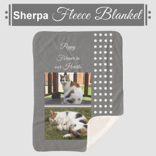Pet memorial cat grey and white add photos sherpa blanket