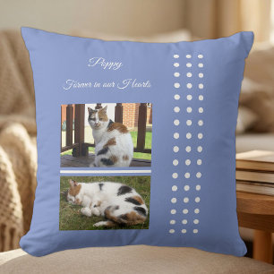 Pet memorial cat purple and white add photos cushion