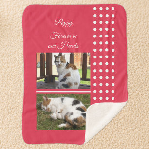 Pet memorial cat red and white add photos sherpa blanket