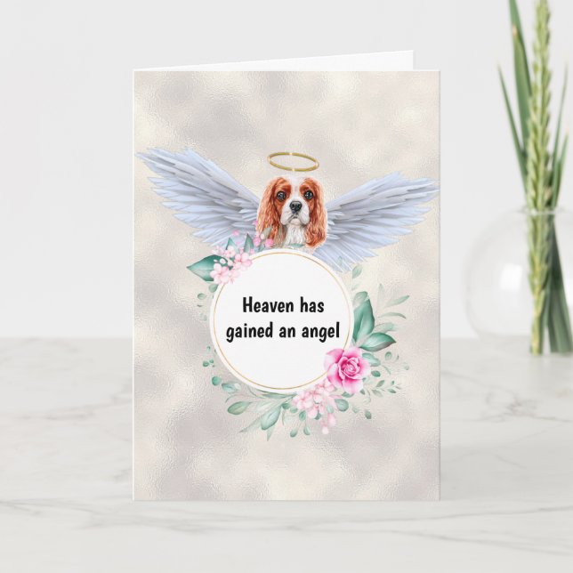 Pet memorial Charles Spaniel angel wings poem Card (Front)