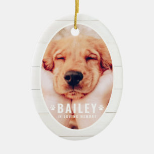 Pet Memorial Country Rustic Paws Photo Ceramic Tree Decoration