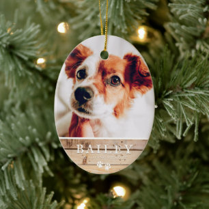 Pet Memorial Country Rustic Woodsy Paws Photo Ceramic Tree Decoration