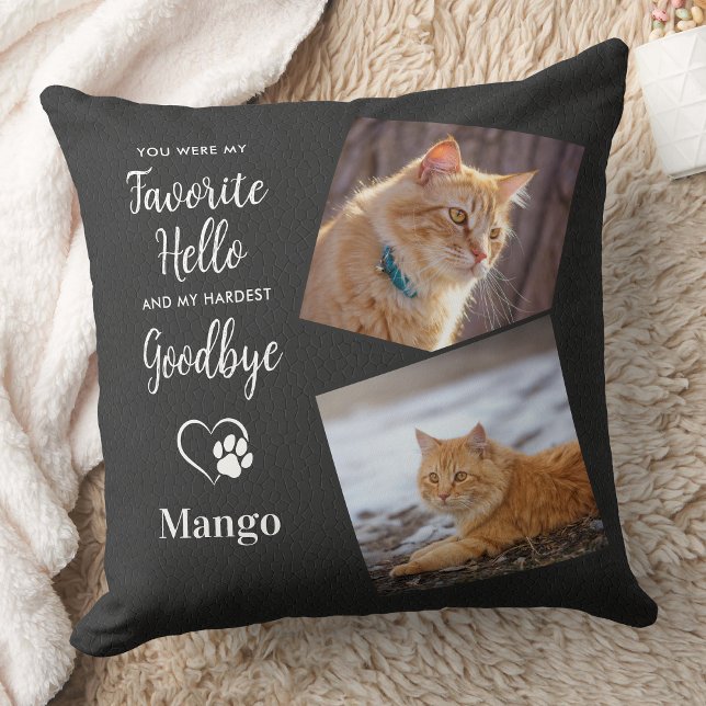 Pet Memorial Custom 2 Photo Personalised Cat Cushion (Creator Uploaded)