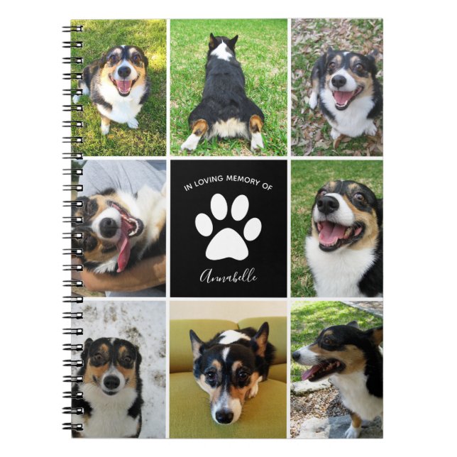 Pet Memorial Custom Dog 8 Photo Collage Notebook (Front)