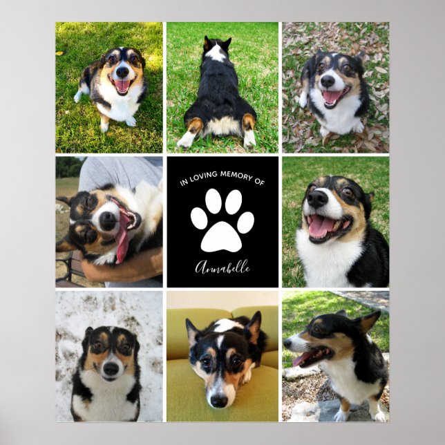 Pet Memorial Custom Dog 8 Photo Collage Poster (Front)