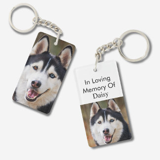 Pet Memorial Custom Dog Photo In Loving Memory Of  Key Ring