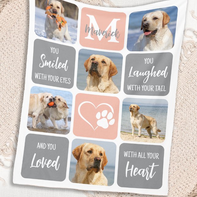 Pet Memorial Customised  Dog Remembrance 6 Photo   Fleece Blanket (Creator Uploaded)