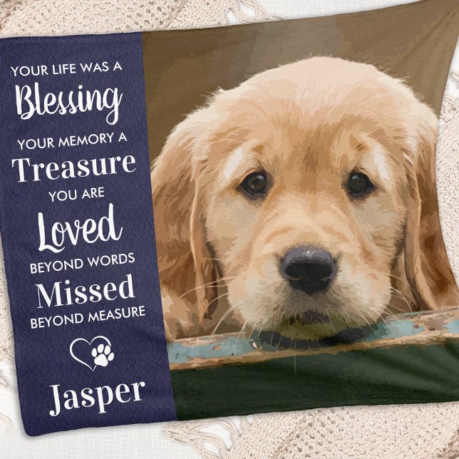 Pet Memorial Customised Sympathy Gift Dog Photo Fleece Blanket (Creator Uploaded)