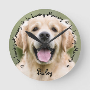Pet Memorial Dog Photo Pet Loss In Loving Memory Round Clock