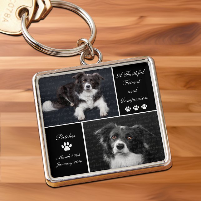 Pet Memorial Dog Photo Template Tribute Key Ring (Pet Memorial Dog Photo Template Tribute Keychain with 2 photo slots)