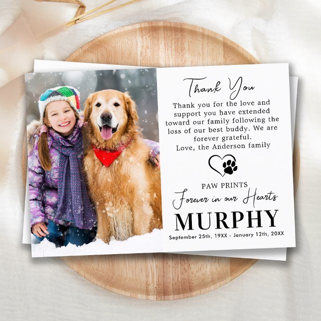 Pet Memorial Dog Sympathy Personalised Photo Thank You Card (Creator Uploaded)
