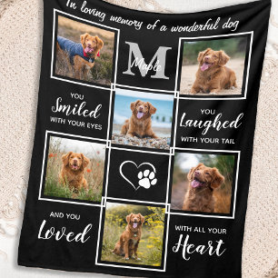 Pet Memorial Elegant Personalised 6 Photo Collage Fleece Blanket