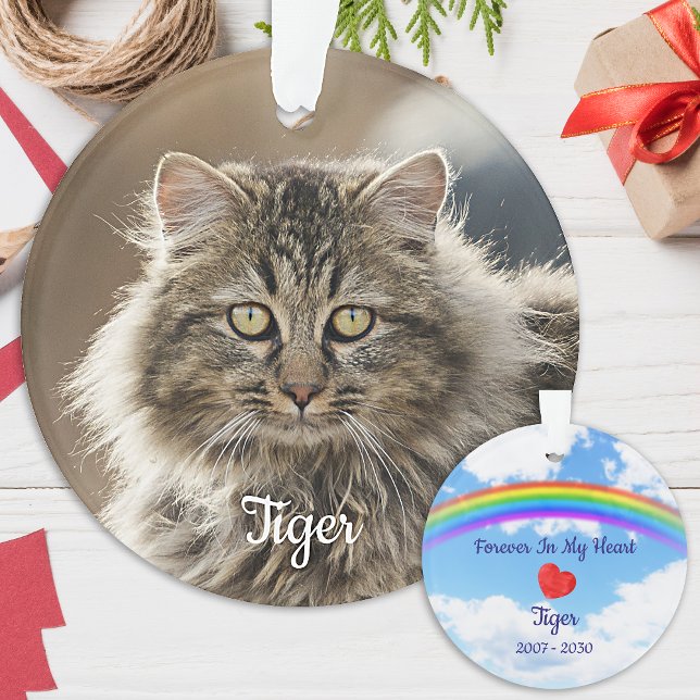 Pet Memorial Forever In Our Hearts Cat Photo Ornament (Creator Uploaded)