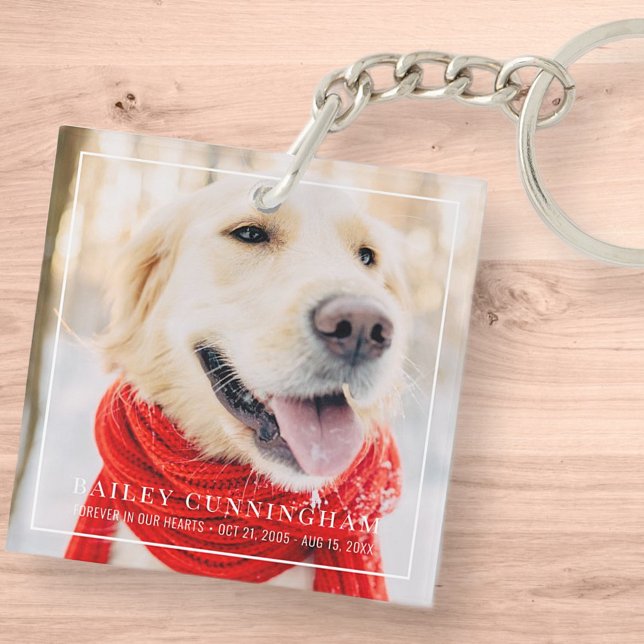 Pet Memorial Forever In Our Hearts Framed Photo Key Ring (Creator Uploaded)