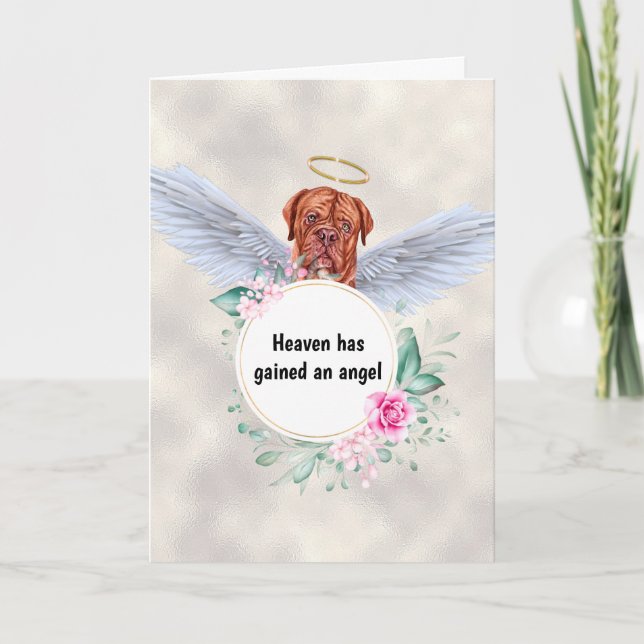 Pet memorial French mastiff dog angel wings poem Card (Front)