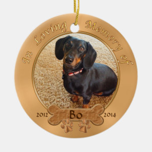 Pet Memorial Gifts Personalised 2 PHOTOS, 3 TEXT Ceramic Tree Decoration