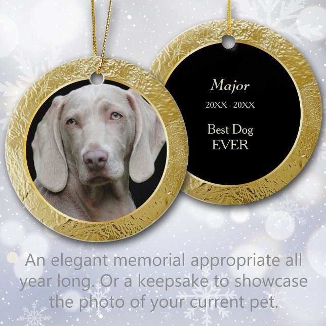 Pet Memorial Gold Foil Frame Photo Keepsake Ceramic Tree Decoration (Creator Uploaded)
