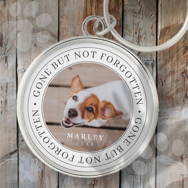 Pet Memorial Gone But Not Forgotten Modern Photo Key Ring (Creator Uploaded)