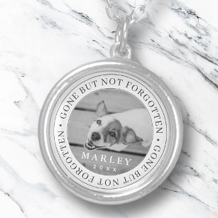 Pet Memorial Gone But Not Forgotten Modern Photo Silver Plated Necklace
