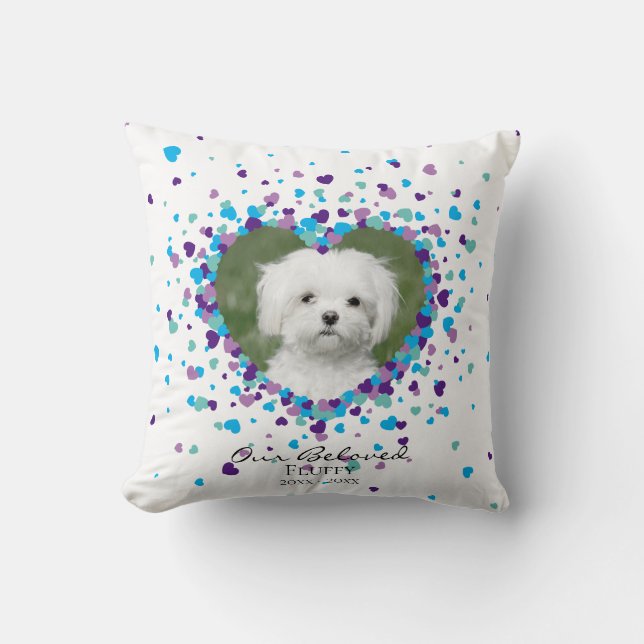 Pet Memorial Heart of Hearts Coloured Confetti Cushion (Front)