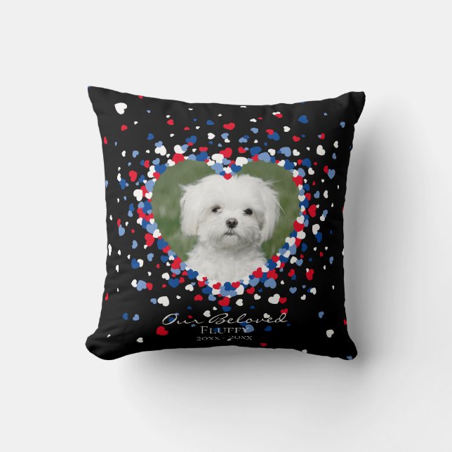 Pet Memorial Heart of Hearts Confetti Patriotic Cushion (Front)