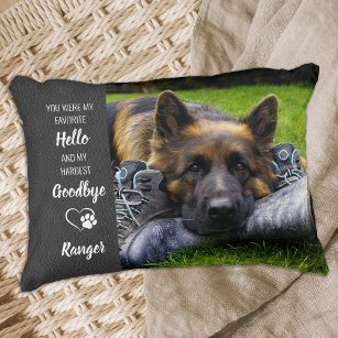 Pet Memorial - Hello Goodbye Quote - Dog Pet Loss Decorative Cushion