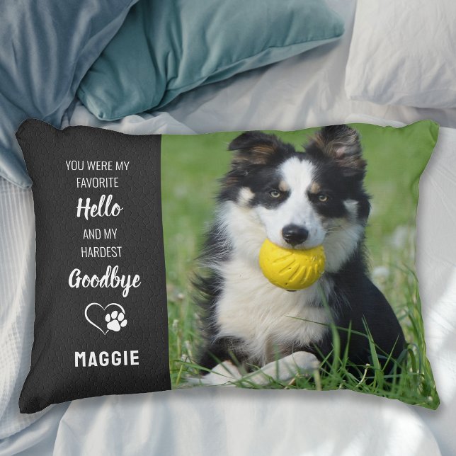 Pet Memorial - Hello Goodbye Quote - Dog Photo Decorative Cushion (Creator Uploaded)