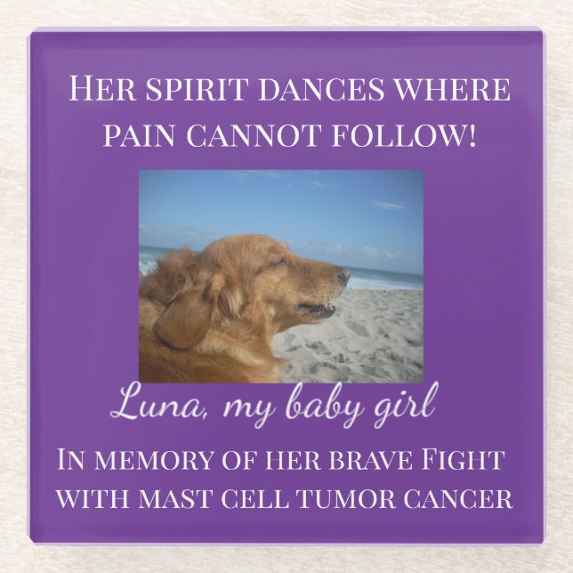 Pet Memorial - Her Spirit Dances Tribute Glass Coaster (Front)