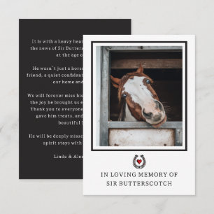 Pet Memorial Horse Loss Custom Photo Sympathy Card