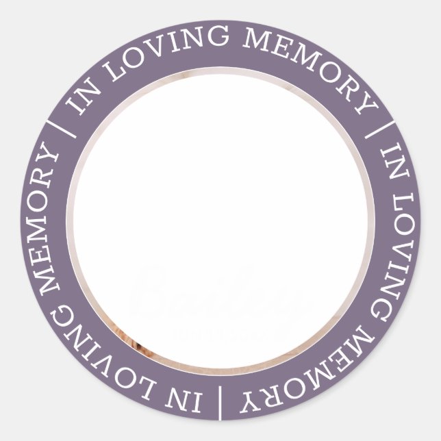 Pet Memorial In Loving Memory Modern Custom Photo Classic Round Sticker (Front)