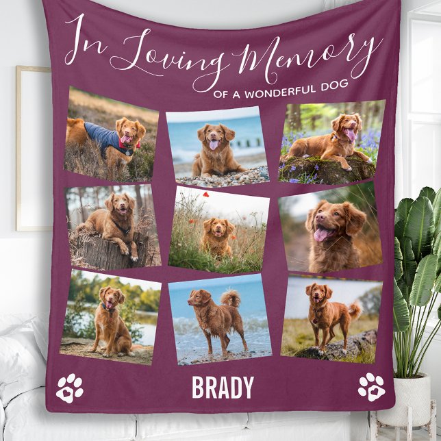 Pet Memorial In Loving Memory Photo Collage Fleece Blanket (Creator Uploaded)