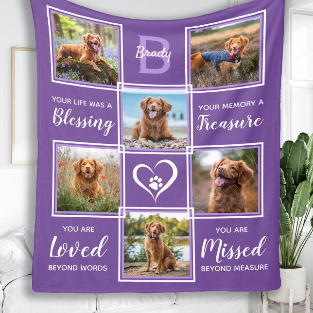 Pet Memorial In Loving Memory Photo Collage Fleece Blanket (Creator Uploaded)