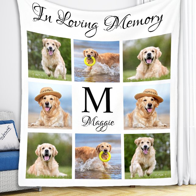 Pet Memorial In Loving Memory Photo Collage Fleece Blanket (Creator Uploaded)