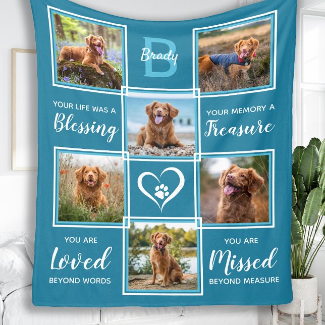 Pet Memorial In Loving Memory Photo Collage Fleece Blanket (Creator Uploaded)
