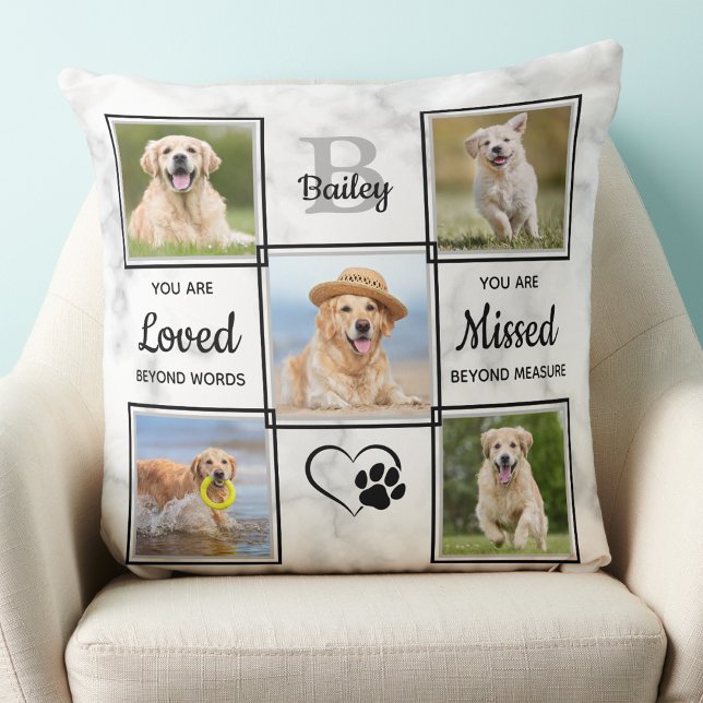 Pet Memorial Keepsake Pet Loss Dog Photo Collage Cushion (Creator Uploaded)
